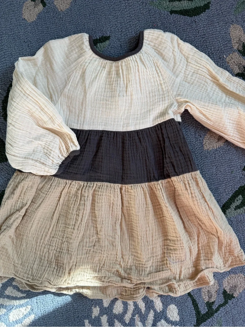 Zara Cream and Dark Brown Tiered Gauze Dress